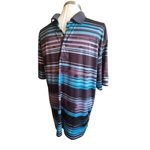 Grand Slam Polo Performance Golf Shirt Mens XL Striped Shirt Poly Blend jj3736